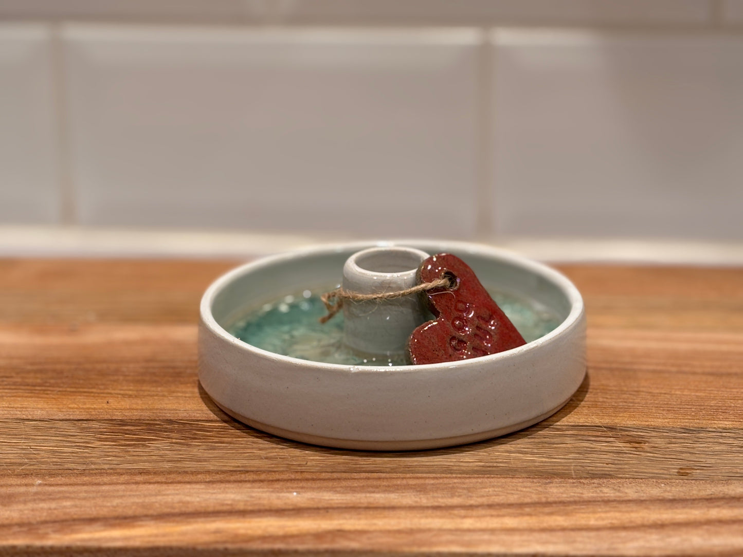 Ljusstake för kronljus med glasinlägg