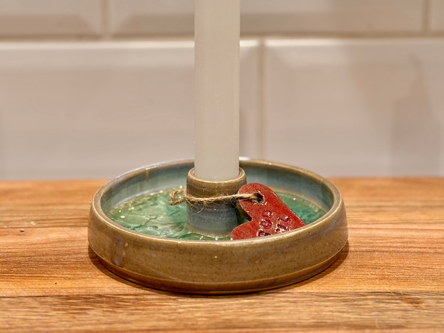 Ljusstake för kronljus med glasinlägg