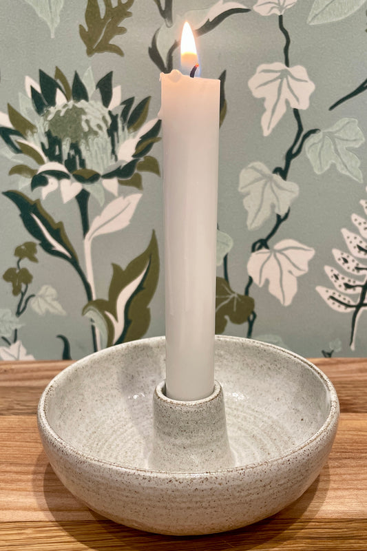 Ljusstake i skål - Vit