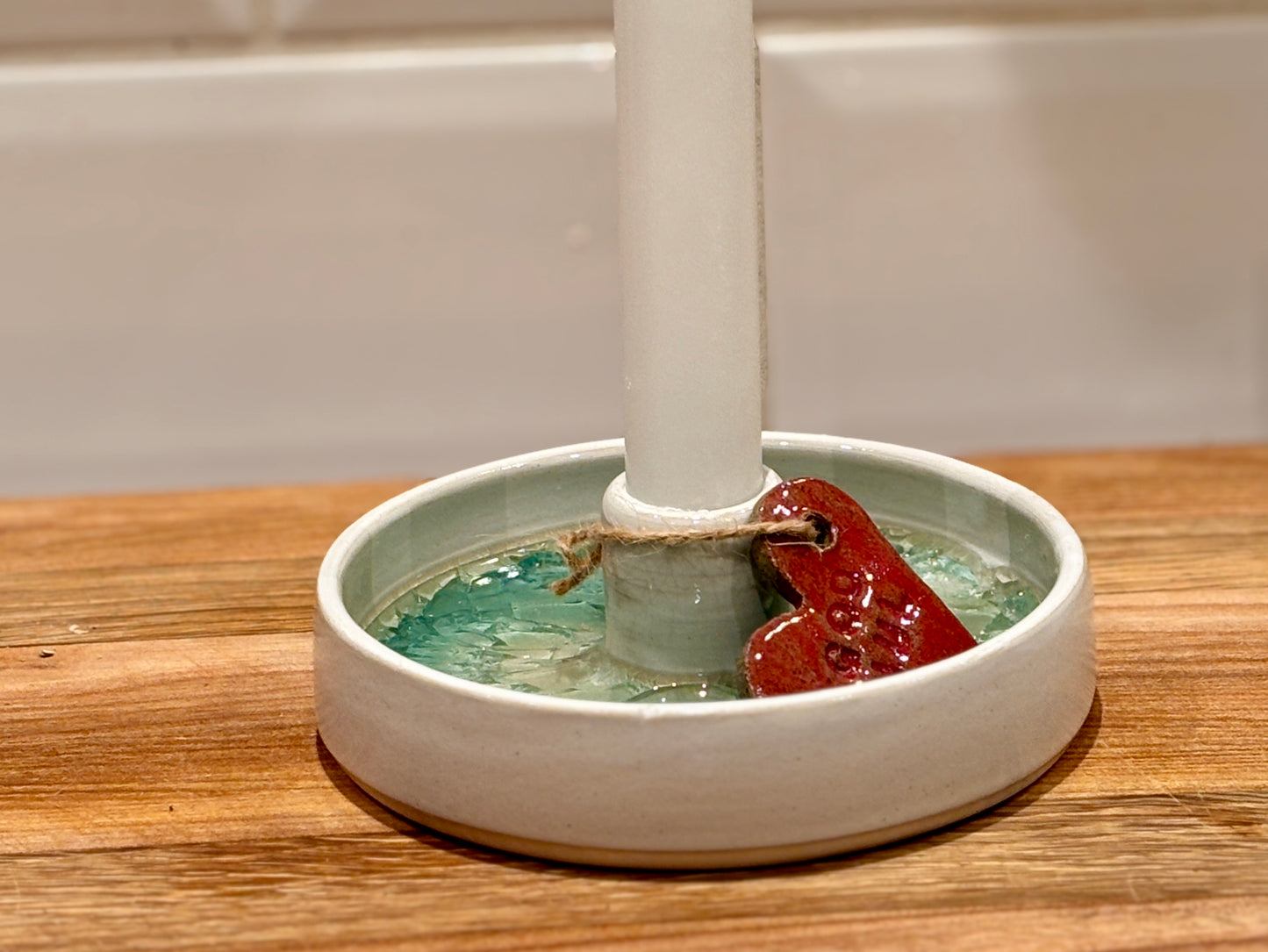 Ljusstake för kronljus med glasinlägg